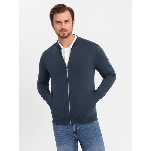 Ombre Men&amp;#039;s structured knit polo collar sweatshirt - graphite melange Slike
