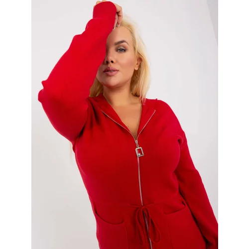 Fashion Hunters Red cardigan plus sizes with cuff