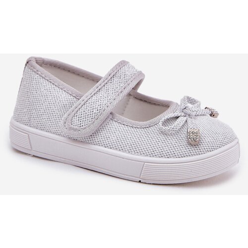 Boto Children's Ballet Flats With Bow Silver Amirinas Cene