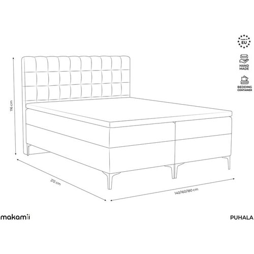 Makamii Bež boxspring postelja s prostorom za shranjevanje 140x200 cm Puhala &amp;ndash; Slike