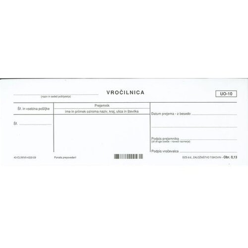 Obrazec 0,13 vročilnica ALEA Slike