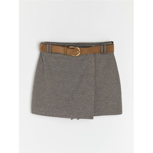 Sinsay Skort hlače s pepita uzorkom i remenom od imitacije kože Slike