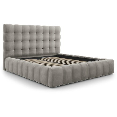 Cosmopolitan Design Svetlo siva oblazinjena zakonska postelja s prostorom za shranjevanje in letvenim dnom 200x200 cm Bali &amp;ndash; Slike