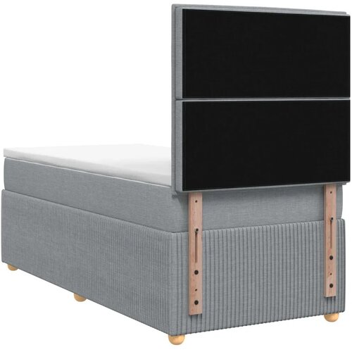  Boxspring krevet s madracem Svjetlosiva Jjedan Tkanina - Svjetlosiva jedna veličina Dizajn linija Slike
