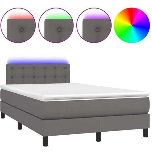 Maison Chic Box spring postelja - Vzmetna postelja z vzmetnico LED siva 120x200cm umetno usnje SL21763, (21892575) Cene