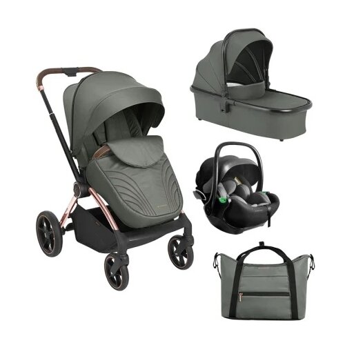 Kikka Boo Kolica Kara premium 3in1 set sa autosedi&amp;scaron;tem I-Xtend I-size i tvrdom korpom Army Green ( KKB21166 XTSET ) Slike