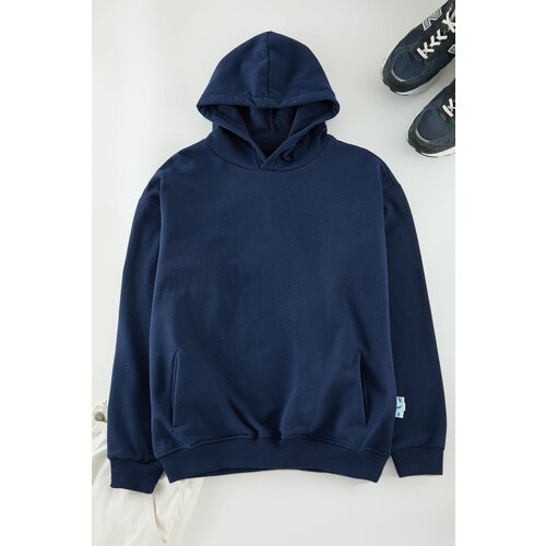 Trendyol Indigo Oversize/Wide Cut Fleece Sweatshirt Slike