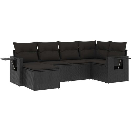  6-dijelni set vrtnih sofa s jastucima crni od poliratana Slike