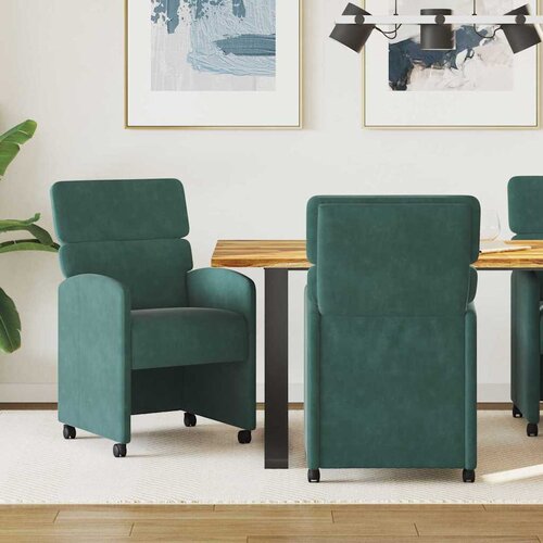 vidaXL Trpezarijske stolice 2 pcs Tamnozelena 58 x 65 x 98 cm Baršun Cene