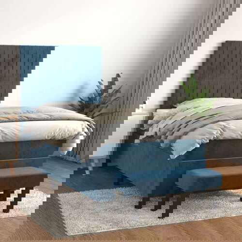 Box spring krevet s madracem tamnoplavi 100x200 cm bar&amp;scaron;unasti Slike