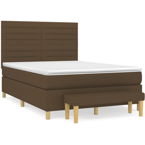 VidaXL Box spring postelja z vzmetnico temno rjav 140x190 cm blago, (20898920) Slike