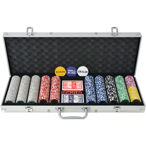  Set za Poker s 500 Laserskih Žetona Aluminijum