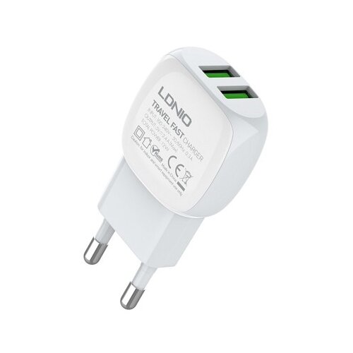  Kucni punjac ldnio a2218 2xusb 2.4a 12w type-c beli ( P1123 ) Slike