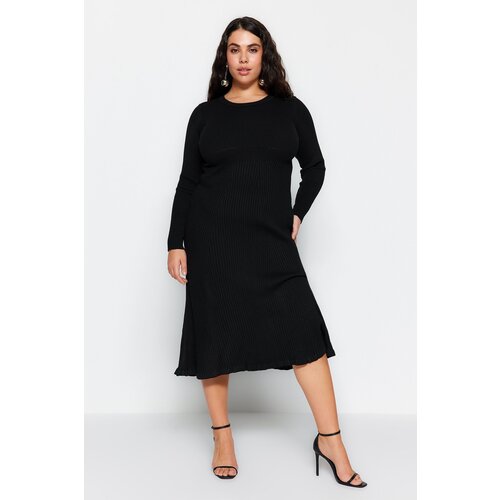 Trendyol Curve Black Crew Neck Midi Knitwear Dress Slike