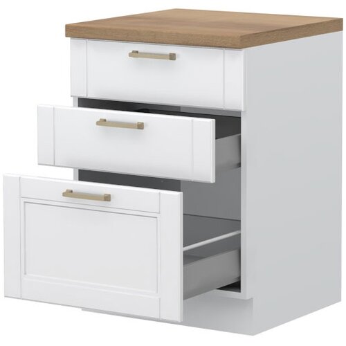 Jela ELEMENT ZA KUHINJO TARA R-60-3MBOX S KOVINSKIMI PREDALI-Bela mat lak Cene