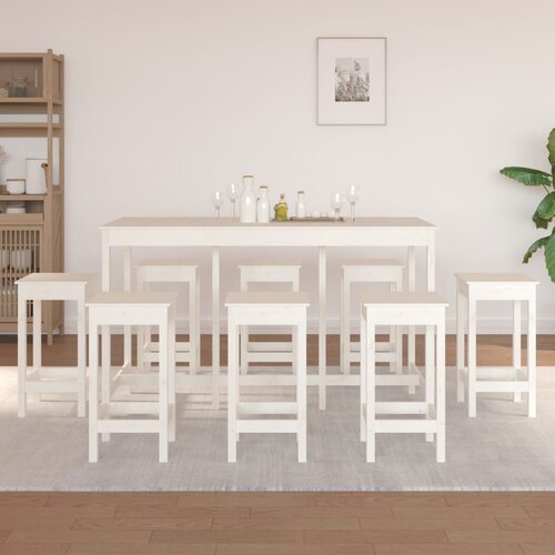 The Living Store Barska garnitura 9-delna bela trdna borovina - Barska Garnitura, (21475368) Cene