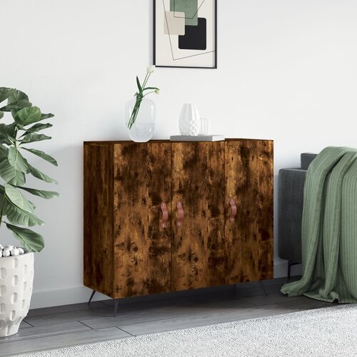 vidaXL Komoda boja dimljenog hrasta 90 x 34 x 80 cm konstruirano drvo Cijene