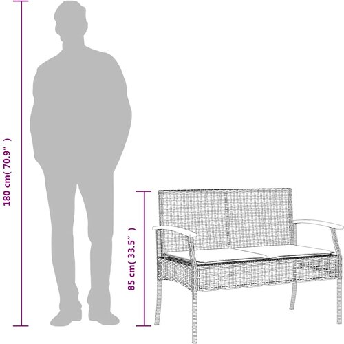  3-dijelni vrtni blagovaonski set od poliratana s jastucima bež 140 cm table length Slike