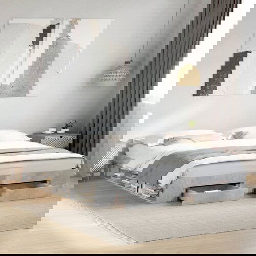  The Living Store Posteljni okvir s predali betonsko siv 180x200cm inženirski les - Posteljni Okvir, (21499931) Cene
