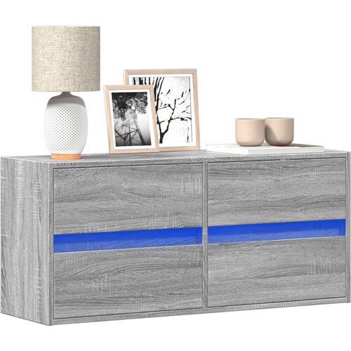 vidaXL Stenska TV omarica z LED lučkami siva sonoma 100x31x45 cm Cene