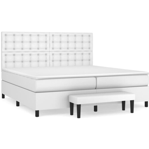 VidaXL Box spring postelja z vzmetnico bela 200x200 cm umetno usnje, (20895849) Slike