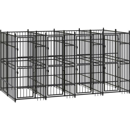 VidaXL Zunanji pasji boks jeklo 7,37 m&amp;sup2; Slike