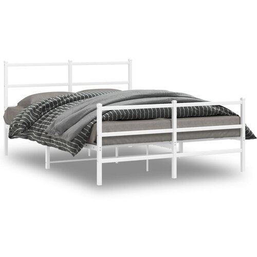 VidaXL Metalni okvir kreveta uzglavlje i podnožje bijeli 140 x 190 cm Slike