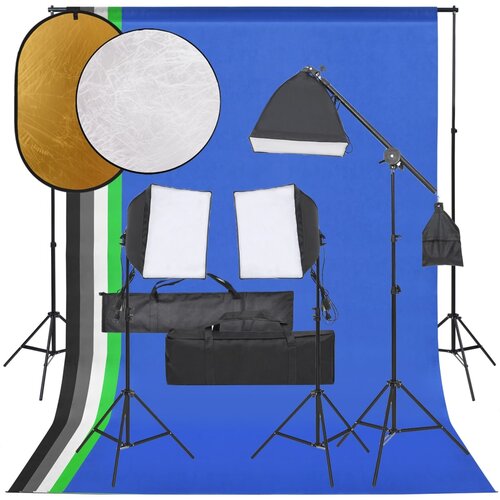 vidaXL komplet za foto studio z lučmi, ozadjem in odbojnikom Cene