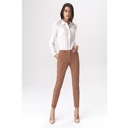 Nife Ženske hlače Sd37 Karamel bijele smeđa Slike