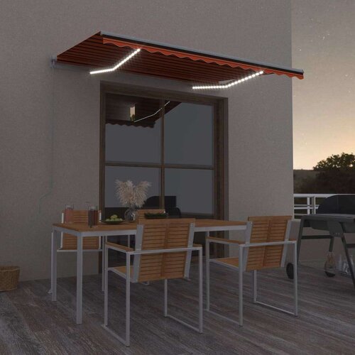  Ročno zložljiva tenda z LED lučmi 350x250 cm oranžna in rjava, (20803773) Slike