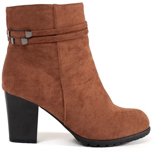 GOODIN Brown suede ankle boots on a heel Cijene