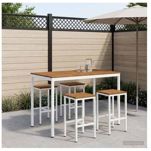 VidaXL Vrtni Bar Miza Naravna in bela 147 x 88,5 x 105 cm Slike