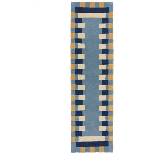 Flair Rugs Plava ručno rađena vunena staza 60x230 cm Kai Wool Border – Cijene