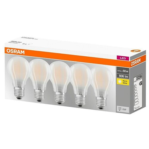 Osram Star Set LED sijalk v obliki žarnice E27 mat (E27, Ni mogoče zatemniti, Topla bela, 806 lm, 7 W, 5 kos, Mat) Cene
