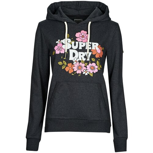 Superdry VINTAGE FLORAL SCRIPTED HOOD Crna Slike