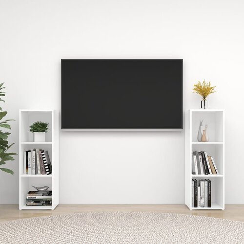 VidaXL TV omarice 2 kosa bele 107x35x37 cm iverna plo&amp;scaron;ča Slike