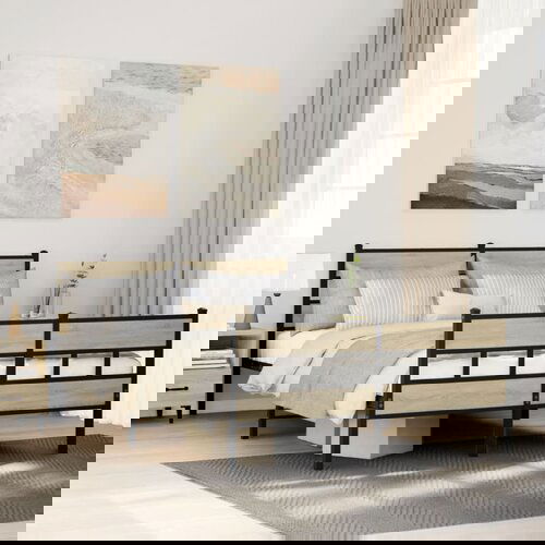 VidaXL Metalni okvir kreveta bez madraca boja hrasta sonome 160x200 cm Slike