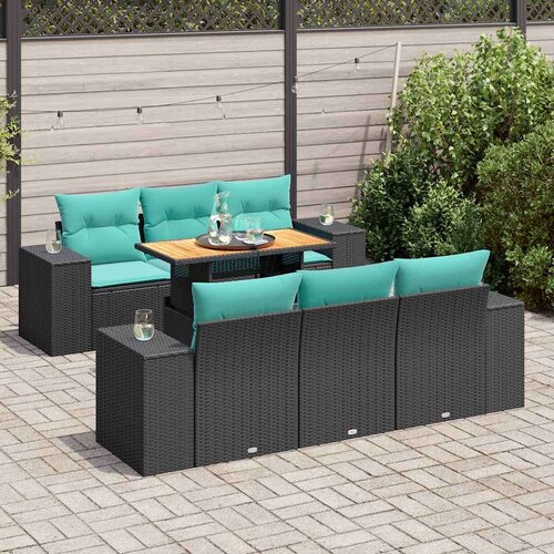  Vrtna garnitura - 7-dijelni set vrtnih sofa od poliratana s jastucima crni - Crna 1 Cene
