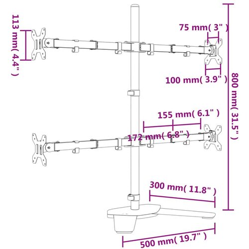  Nosač za monitor crni čelični VESA 75/100 mm Slike