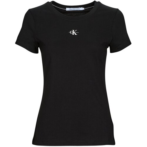 Calvin Klein Jeans Majice s kratkimi rokavi MICRO MONO LOGO SLIM Črna Slike