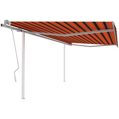 vidaXL Ročno zložljiva tenda s stebrički 4x3 m oranžna in rjava