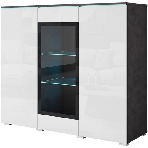 P & B Visoka Komoda Vera 120, Antracit, Bela, Led Cene