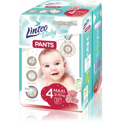 Linteo Baby Pants hlačne plenice za enkratno uporabo Maxi Premium 9-15 kg 22 kos