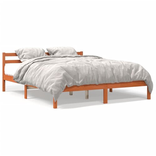 VidaXL Posteljni okvir vo&amp;scaron;čeno rjav 180x200 cm trdna borovina Slike