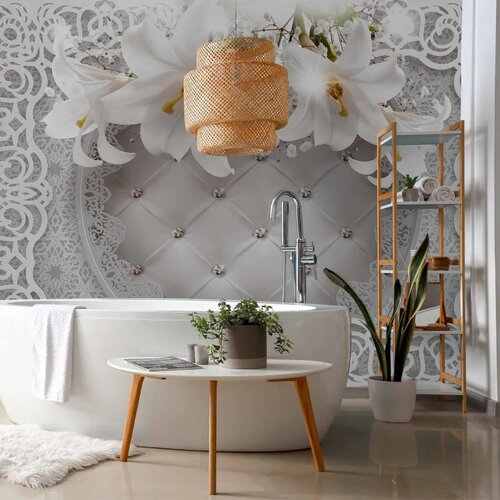  Foto tapeta - Lilies and Quilted Background 450x315 Slike