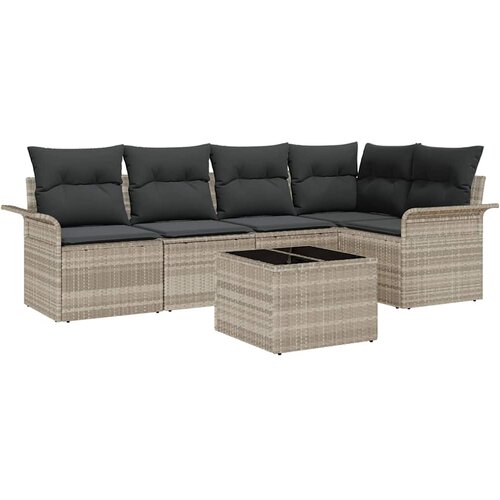  Sjedeća garnitura za vrt 6 kom. Svijetlo siva poliratan 242,5 x 132,5 x 69 cm Slike