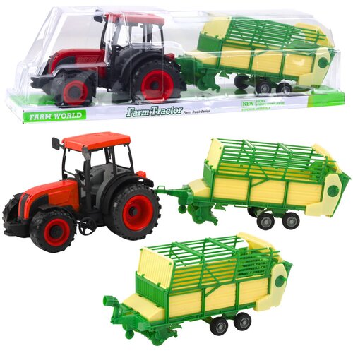  Crveni traktor za igru sa prikolicom za sijeno 50cm - zeleno/žuta Cene