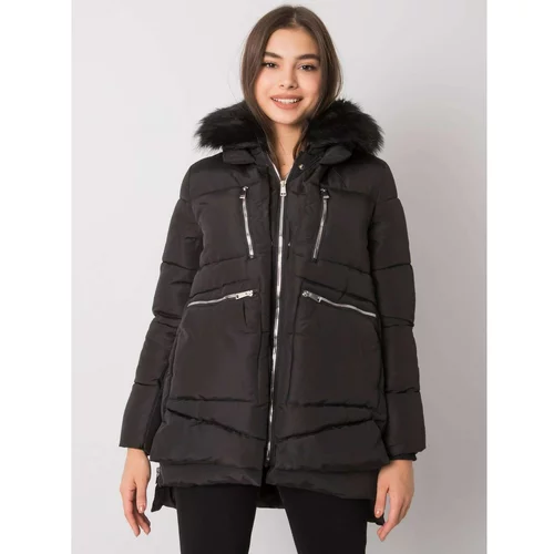 Fashion Hunters Women's black winter jacket with a hood