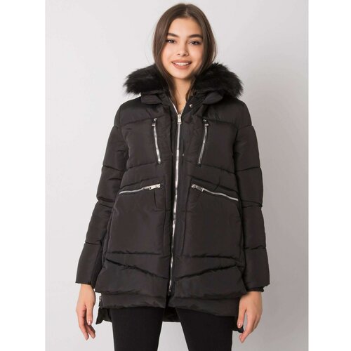 Fashion Hunters Women's black winter jacket with a hood Slike