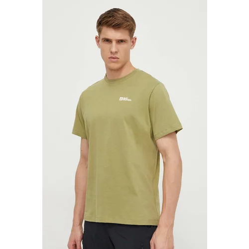 Jack Wolfskin Bombažna kratka majica moški, zelena barva